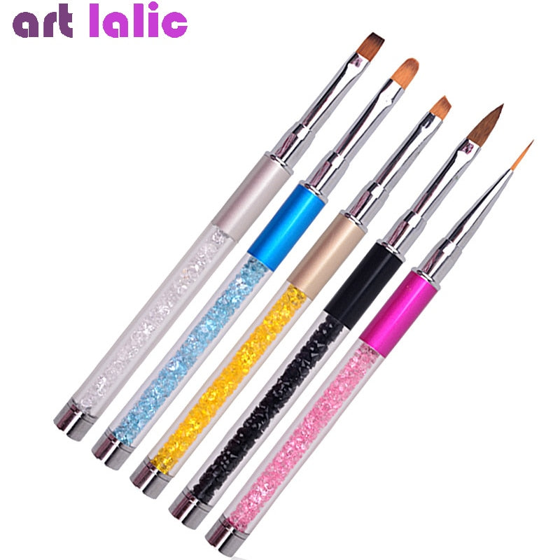 Nail Art Brush Pen Rhinestone Diamond Metal Nail Brushes With Cap