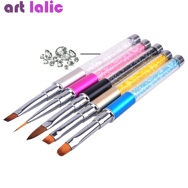 Nail Art Brush Pen Rhinestone Diamond Metal Nail Brushes With Cap