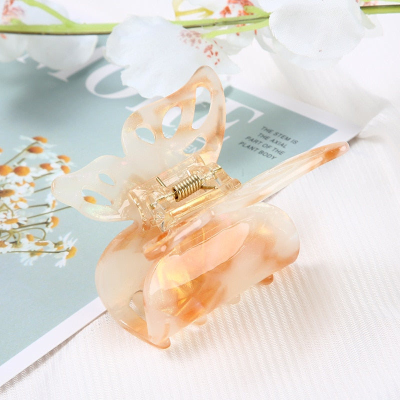 New Acetate Hair Claw Sweet Fairy Butterfly Hair Clip for Women Girls