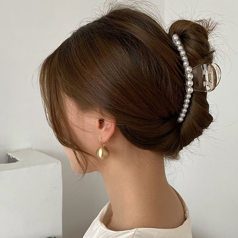 Pearl Hair Claw Clips for Women Big Size