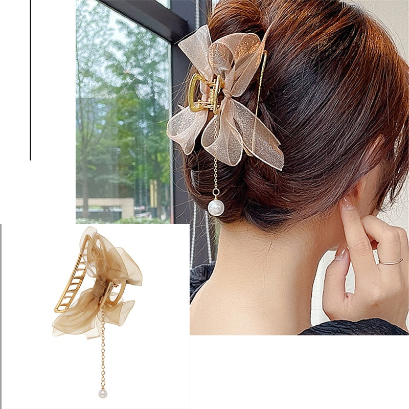 Pearl Hair Claw Clips for Women Big Size