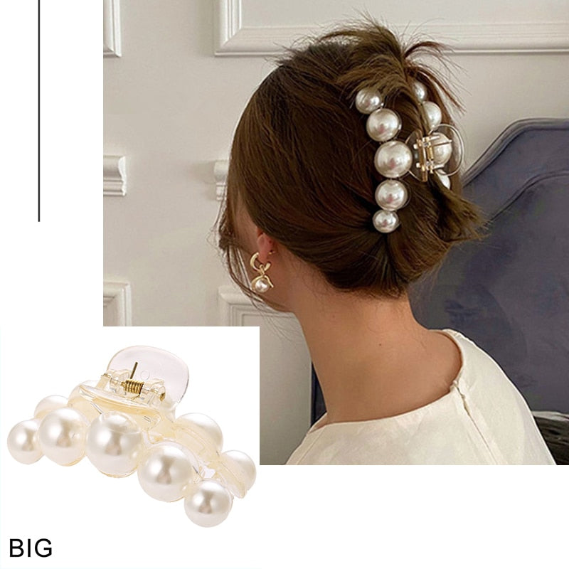 Pearl Hair Claw Clips for Women Big Size