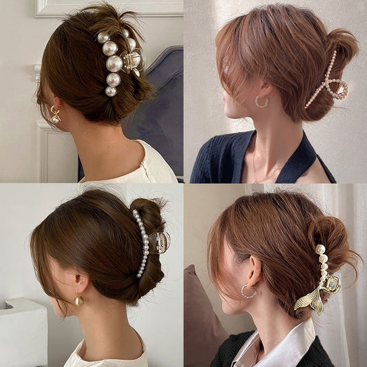 Pearl Hair Claw Clips for Women Big Size