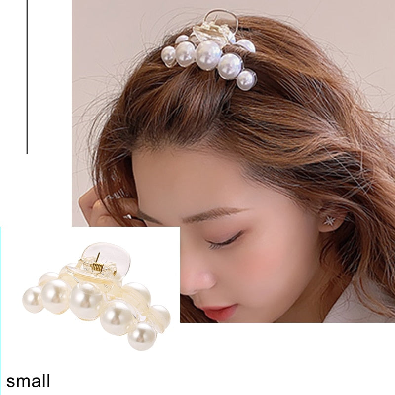 Pearl Hair Claw Clips for Women Big Size