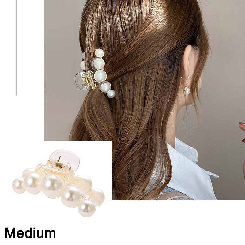 Pearl Hair Claw Clips for Women Big Size
