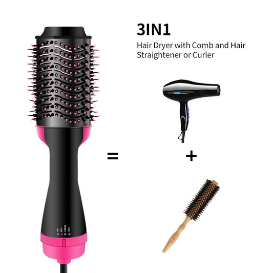 One Step Hair Dryer Electric Hot Air Brush Multifunctional Negative Dryer brush Hair Straightener Curler