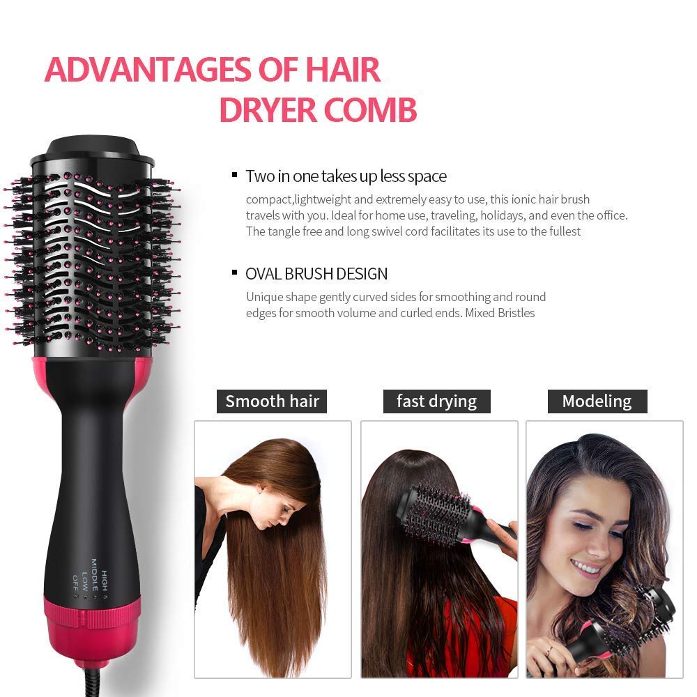 One Step Hair Dryer Electric Hot Air Brush Multifunctional Negative Dryer brush Hair Straightener Curler