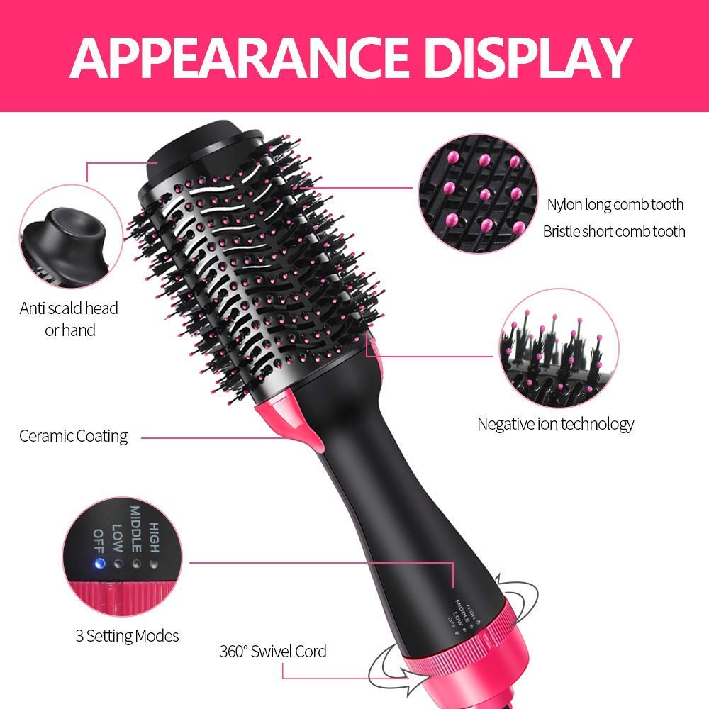 One Step Hair Dryer Electric Hot Air Brush Multifunctional Negative Dryer brush Hair Straightener Curler