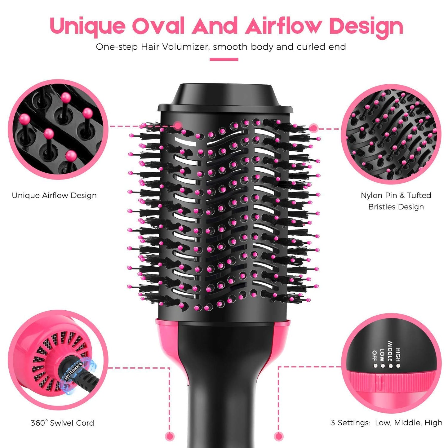 One Step Hair Dryer Electric Hot Air Brush Multifunctional Negative Dryer brush Hair Straightener Curler