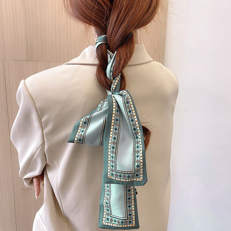 Satin Ribbon Hair Bands Retro Square Scarf Women Small Neck Scarfs Headwear