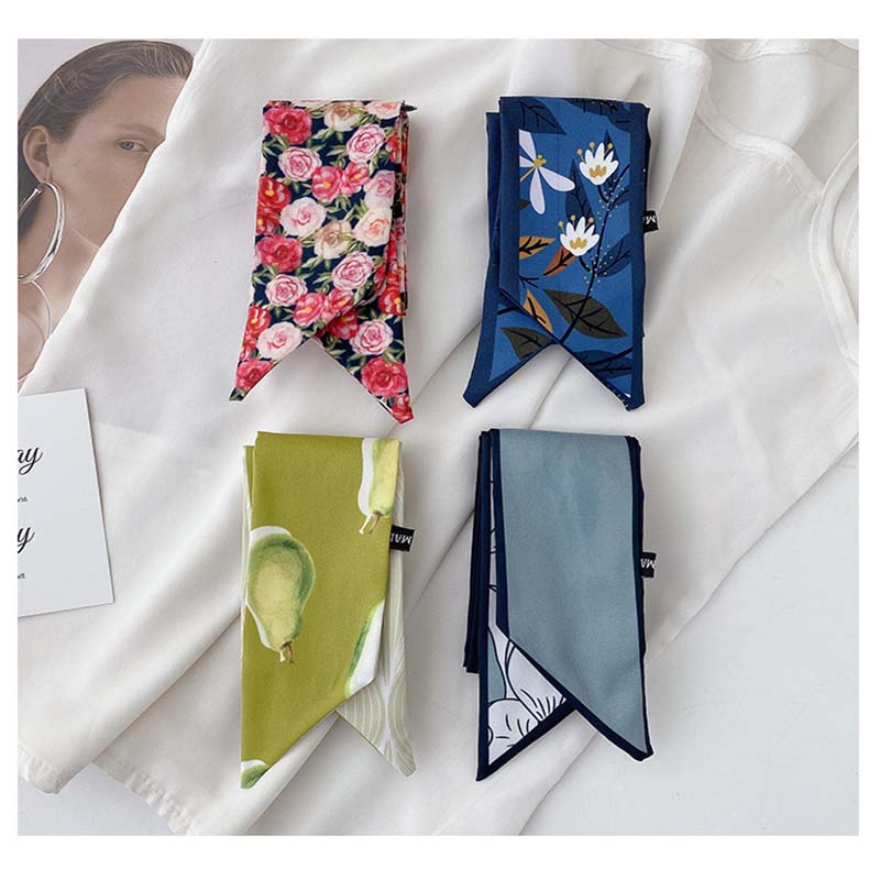 Satin Ribbon Hair Bands Retro Square Scarf Women Small Neck Scarfs Headwear