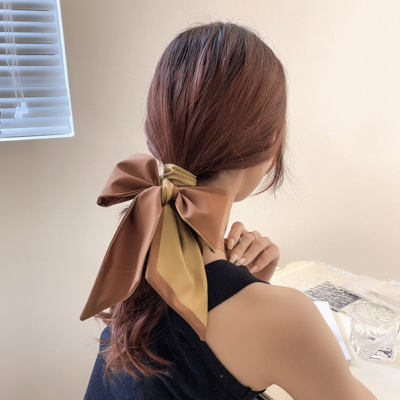 Satin Ribbon Hair Bands Retro Square Scarf Women Small Neck Scarfs Headwear