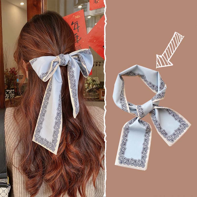 Satin Ribbon Hair Bands Retro Square Scarf Women Small Neck Scarfs Headwear