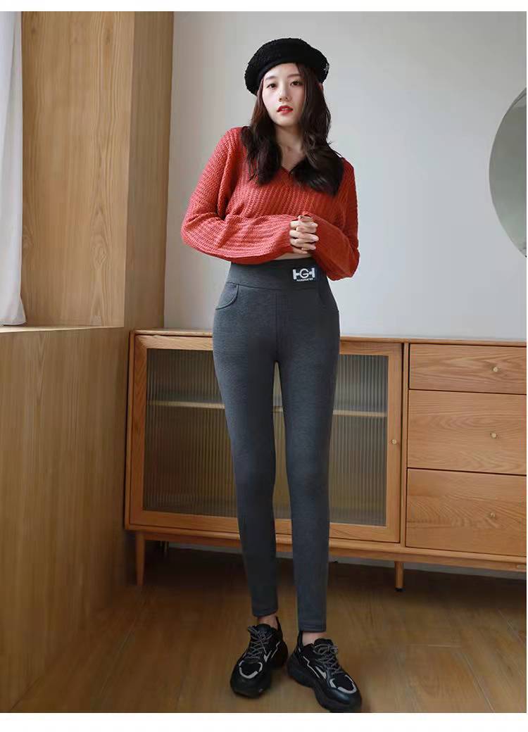 Free shipping Winter Women's Thicken Lambwool Leggings Ankle-length Pants Hight Waist Pantalon christmas