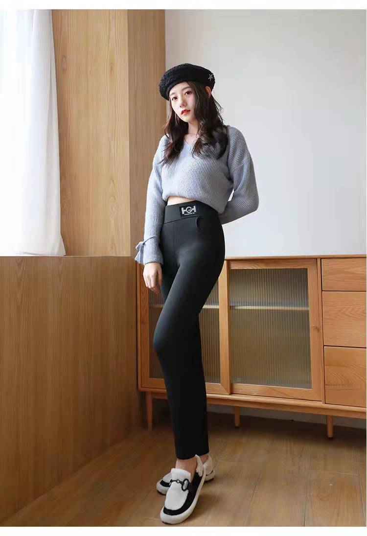 Free shipping Winter Women's Thicken Lambwool Leggings Ankle-length Pants Hight Waist Pantalon christmas