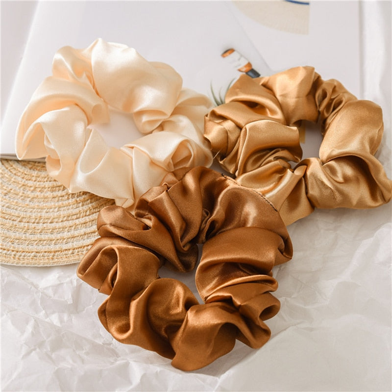 Women Silk Scrunchie Elastic Handmade Multicolor Hair Band Ponytail Holder