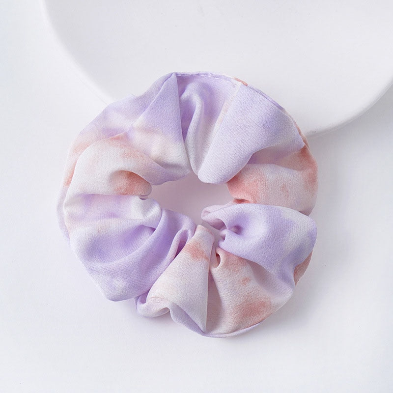 Women Silk Scrunchie Elastic Handmade Multicolor Hair Band Ponytail Holder