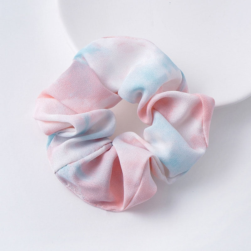 Women Silk Scrunchie Elastic Handmade Multicolor Hair Band Ponytail Holder