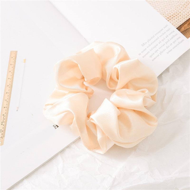 Women Silk Scrunchie Elastic Handmade Multicolor Hair Band Ponytail Holder