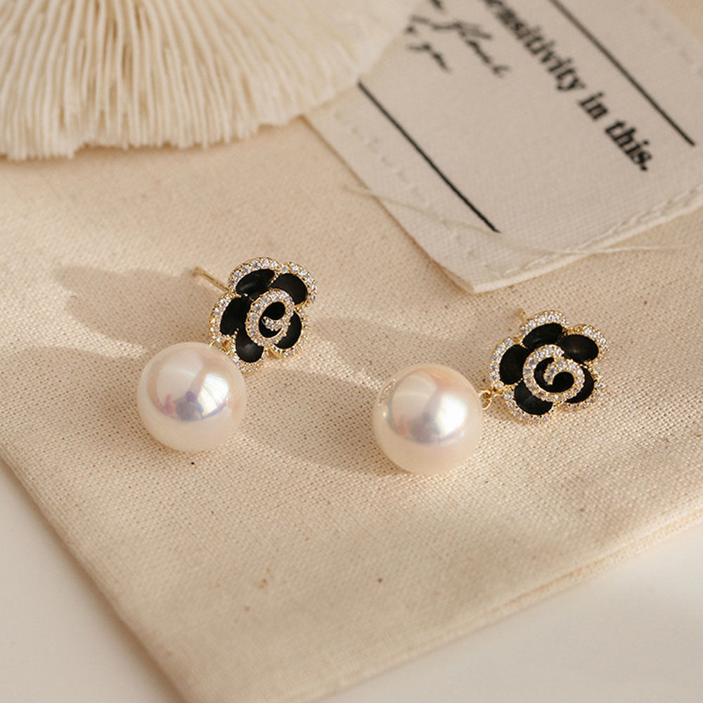 1 Pair Women Flower Pearls Earrings Fashion Elegant Drop Ear Stud Jewerly Accessories