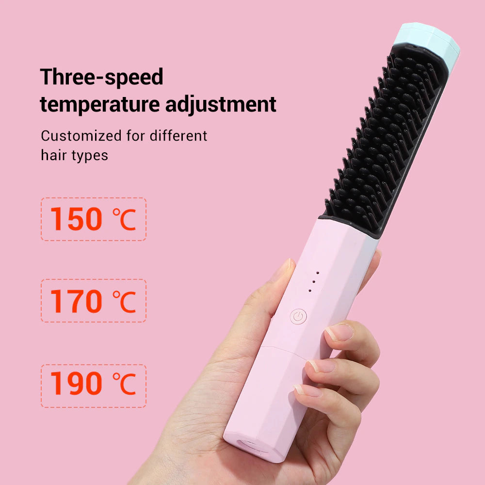 USB 2 In 1 Professional Hot Comb Straightener for Wigs Hair Curler Straightener Comb christmas gift