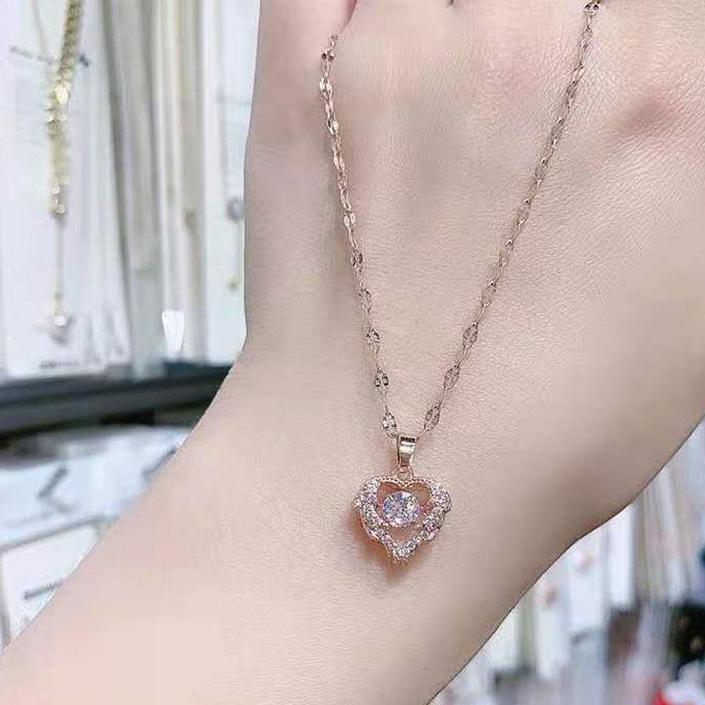 1 Pcs Fashion Women Heart Shape Rhinestone Necklace Eleagnt Sweet Pendant Necklace