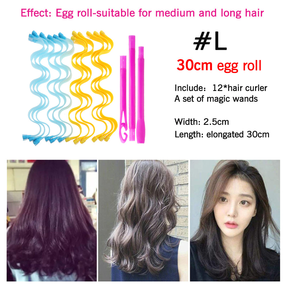 12PCS Magic Hair Curlers 25 30 45 50 65CM DIY Durable Portable Hairstyle Rollers Sticks