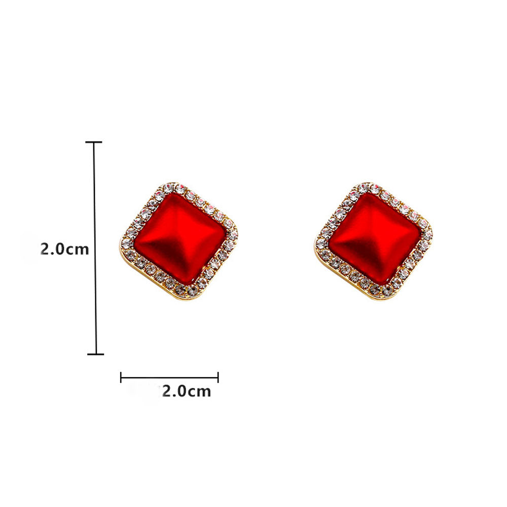 1 Pair Women Geometric Rhinestones Earrings Fashion Sweet Ear Stud Jewelry Accessories