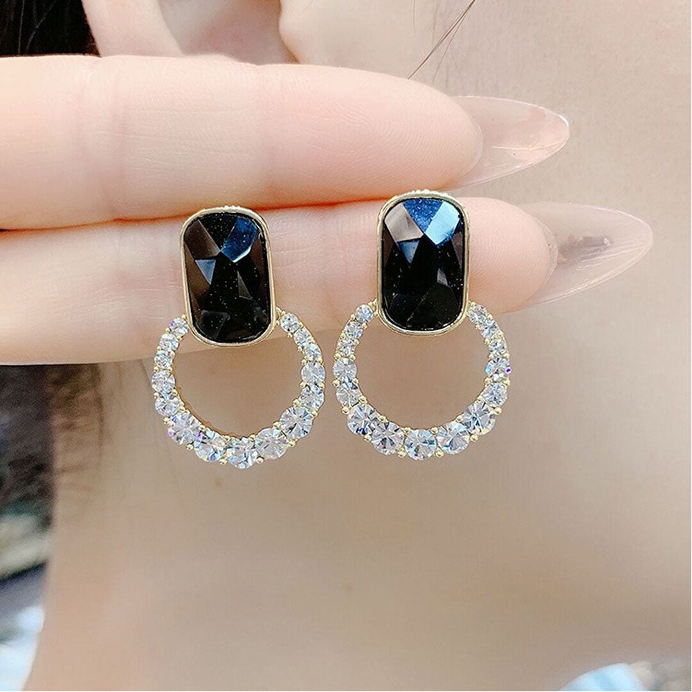 1 Pair Lady Fashion Diamond Hoop Earrings Party Wedding Ear Stud Jewelry Accessories