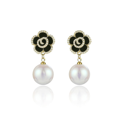 1 Pair Women Flower Pearls Earrings Fashion Elegant Drop Ear Stud Jewerly Accessories