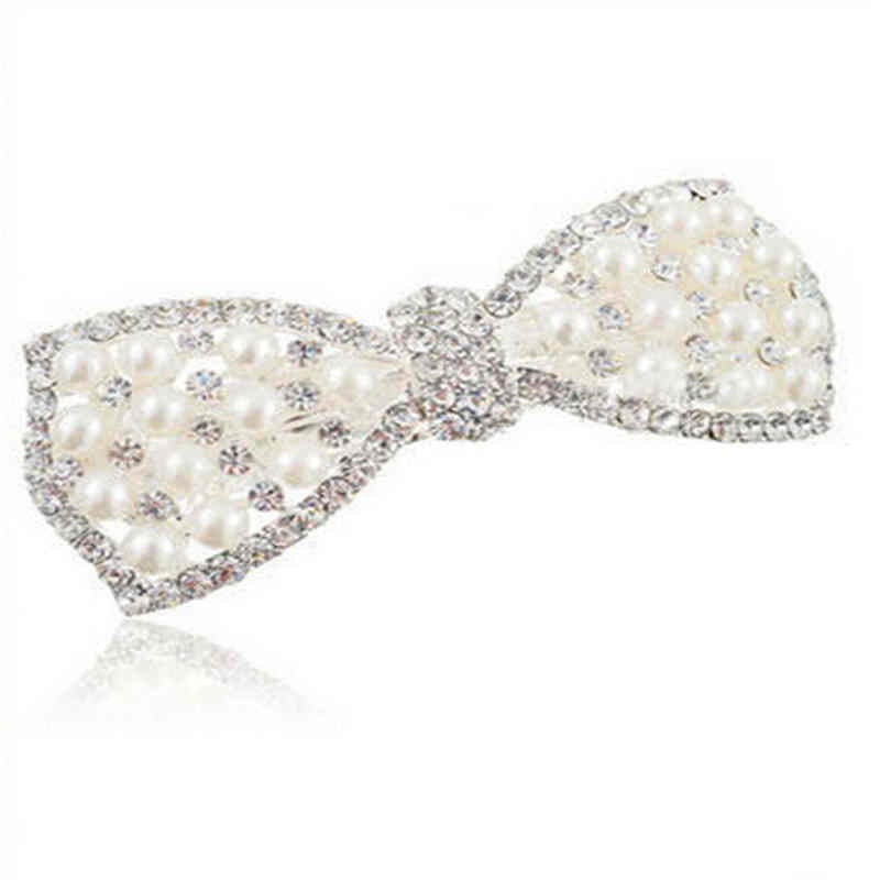 1 Pcs Fashion Women Girls Crystal Rhinestone Bow Hair Clip Beauty Hairpin Barrette Head Ornaments Hair Accessories