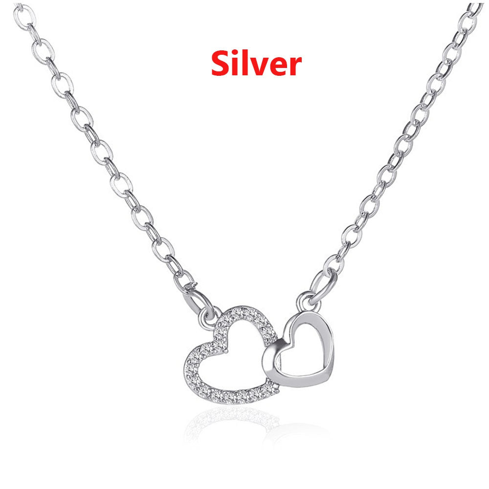 1 Pcs Women Fashion Heart Shaped Necklace Exquisite Crystal Pendant Gold Clavicle Chain