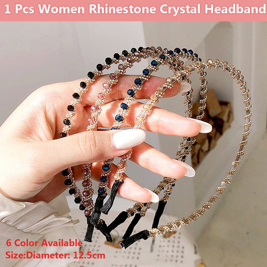 1 Pcs Women Crystal Headband Fashion Rhinestone Non-slip Hair Hoop Headband Hair Accessories