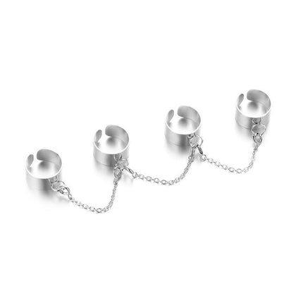 1 Pcs Fashion Silver Finger Open Rings Women Men Punk Cool Chain Link Multipler Ring Party Gift Jewelry