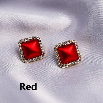 1 Pair Women Geometric Rhinestones Earrings Fashion Sweet Ear Stud Jewelry Accessories