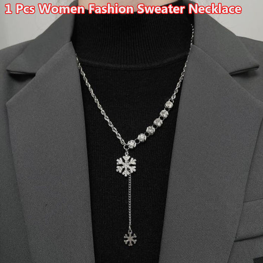 1 Pcs Fashion Women Snowflake Sweater Necklace Elegant Sweet Pendants Necklace Chain Jewerly Accessories