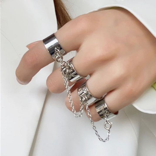 1 Pcs Fashion Silver Finger Open Rings Women Men Punk Cool Chain Link Multipler Ring Party Gift Jewelry