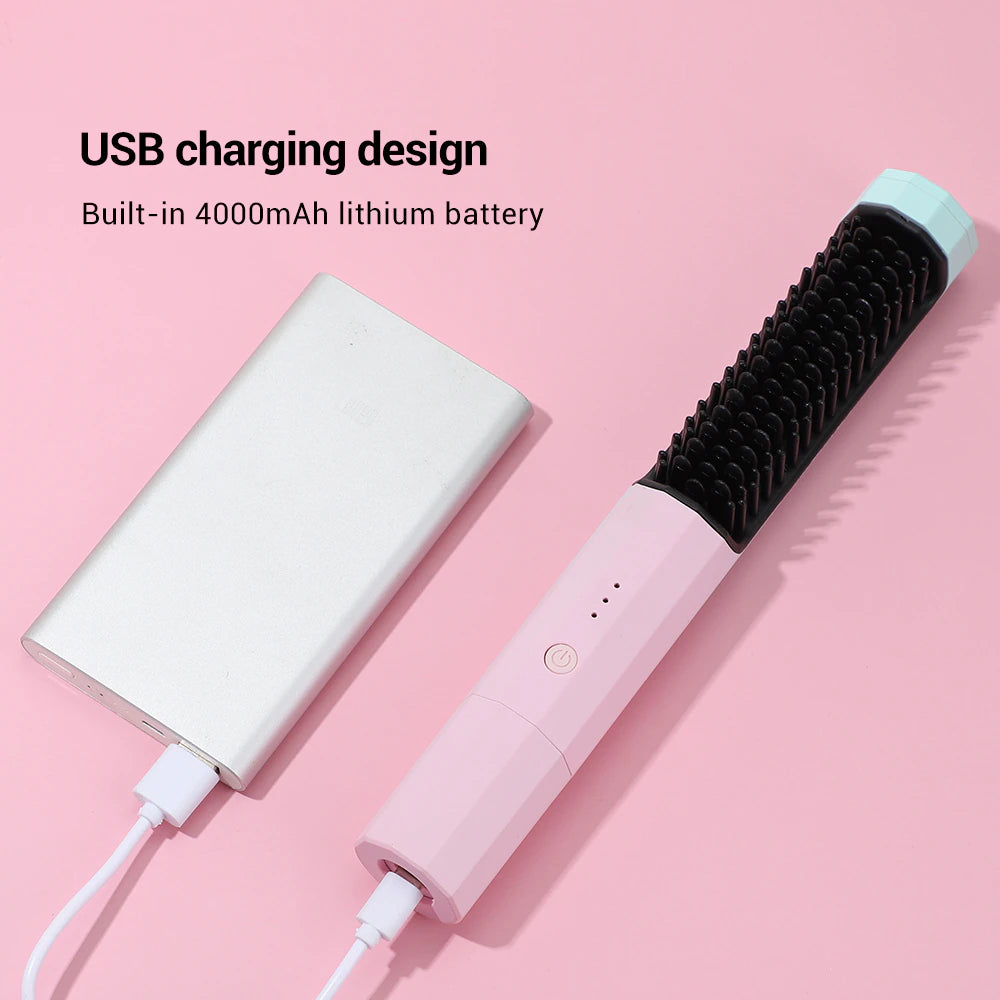 USB 2 In 1 Professional Hot Comb Straightener for Wigs Hair Curler Straightener Comb christmas gift