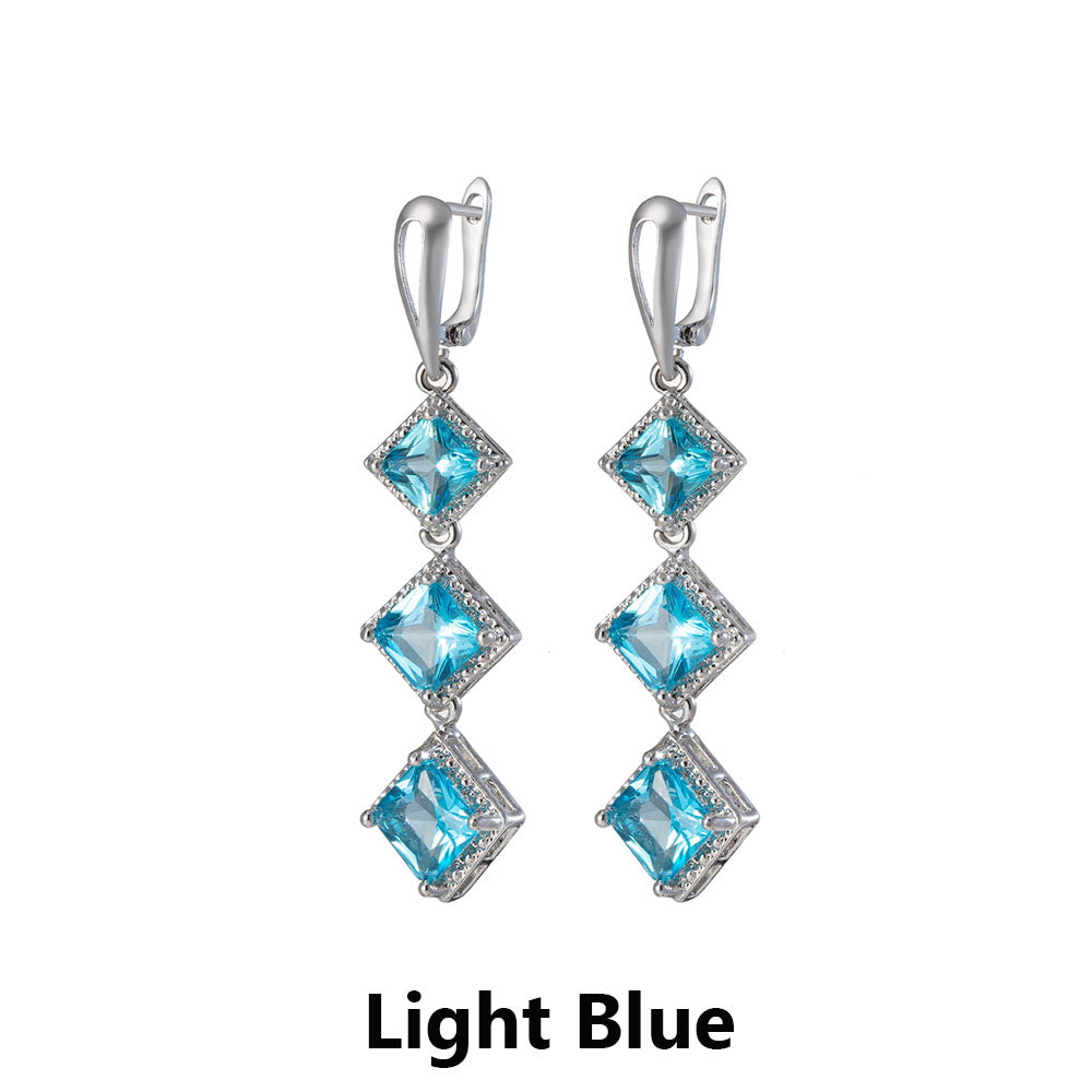 1 Pair Women Fashion Drop Earrings Retro Rhinestone Wedding Long  Earring Jewerly Accessories