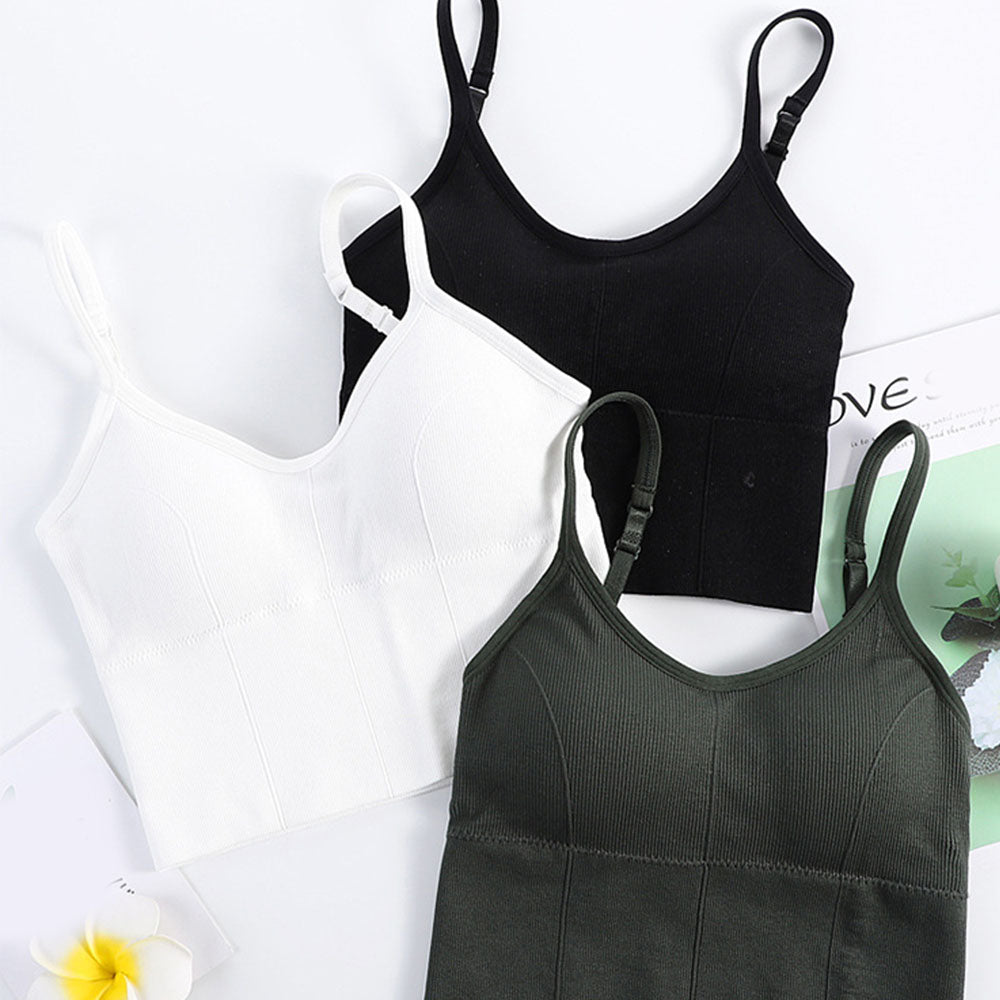 1 Pcs Casual Women Underwear Shear Seamless Vest Bra Tops Slim Solid Color Crop Top Without Steel Ring Ladies Slim Vest Top