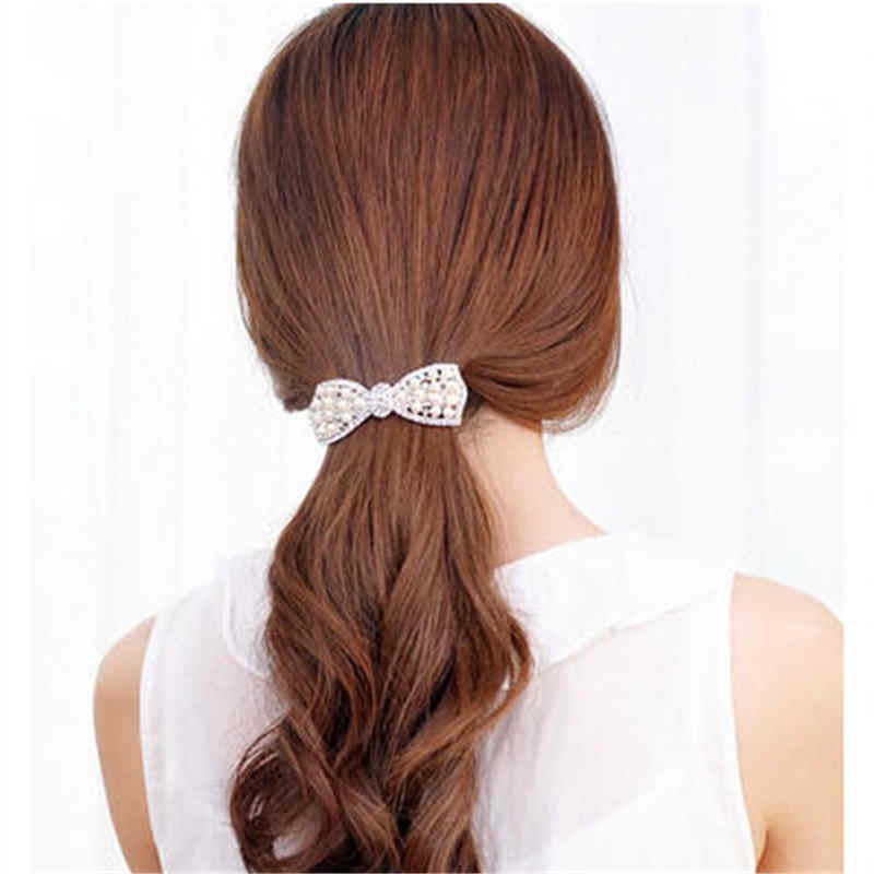 1 Pcs Fashion Women Girls Crystal Rhinestone Bow Hair Clip Beauty Hairpin Barrette Head Ornaments Hair Accessories