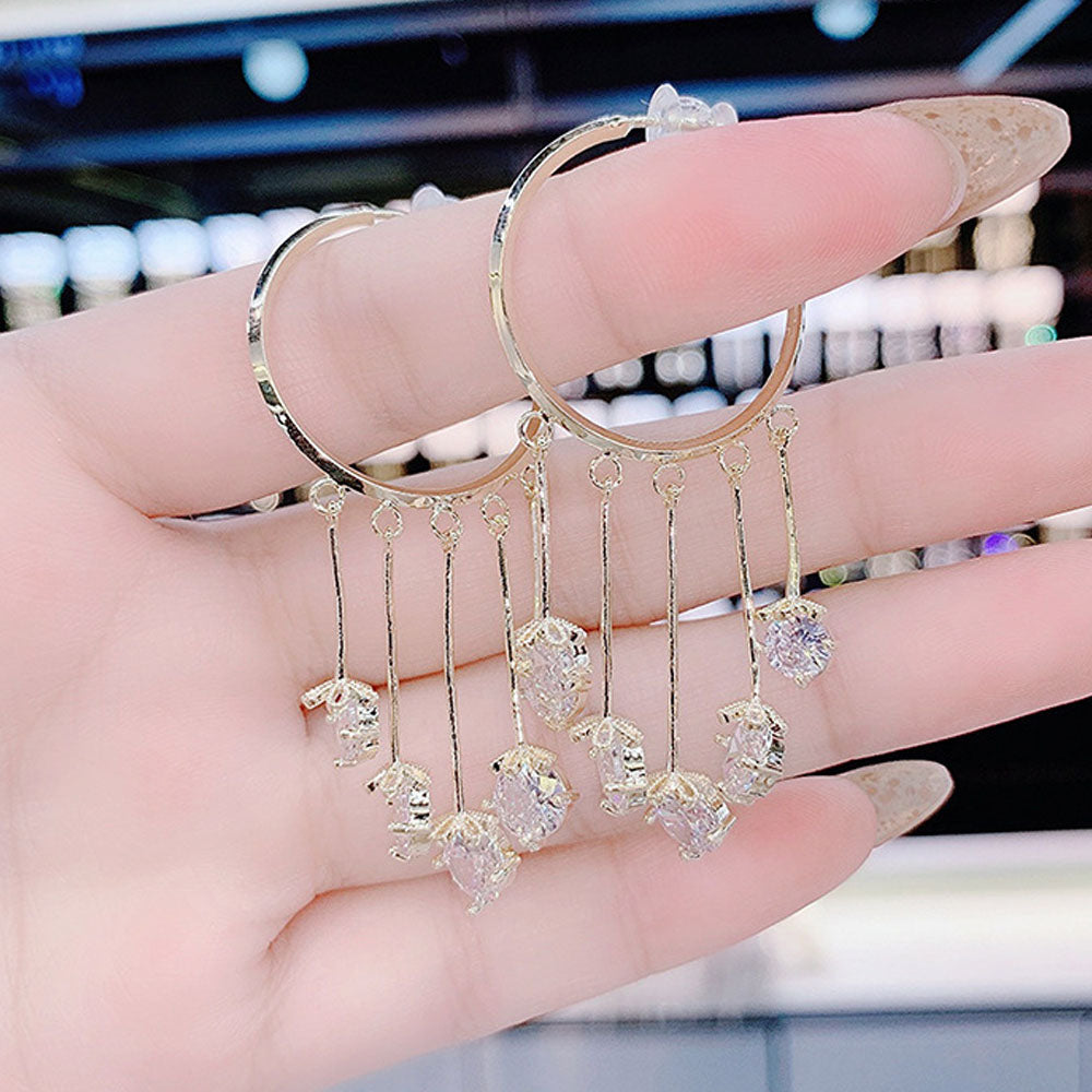 1 Pair Women Crystal Tassel Earrings Fashion Elegant Pendant Earrings Jewelry Accossries